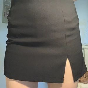 Simple Solid black A line mini skirt Zipper Small